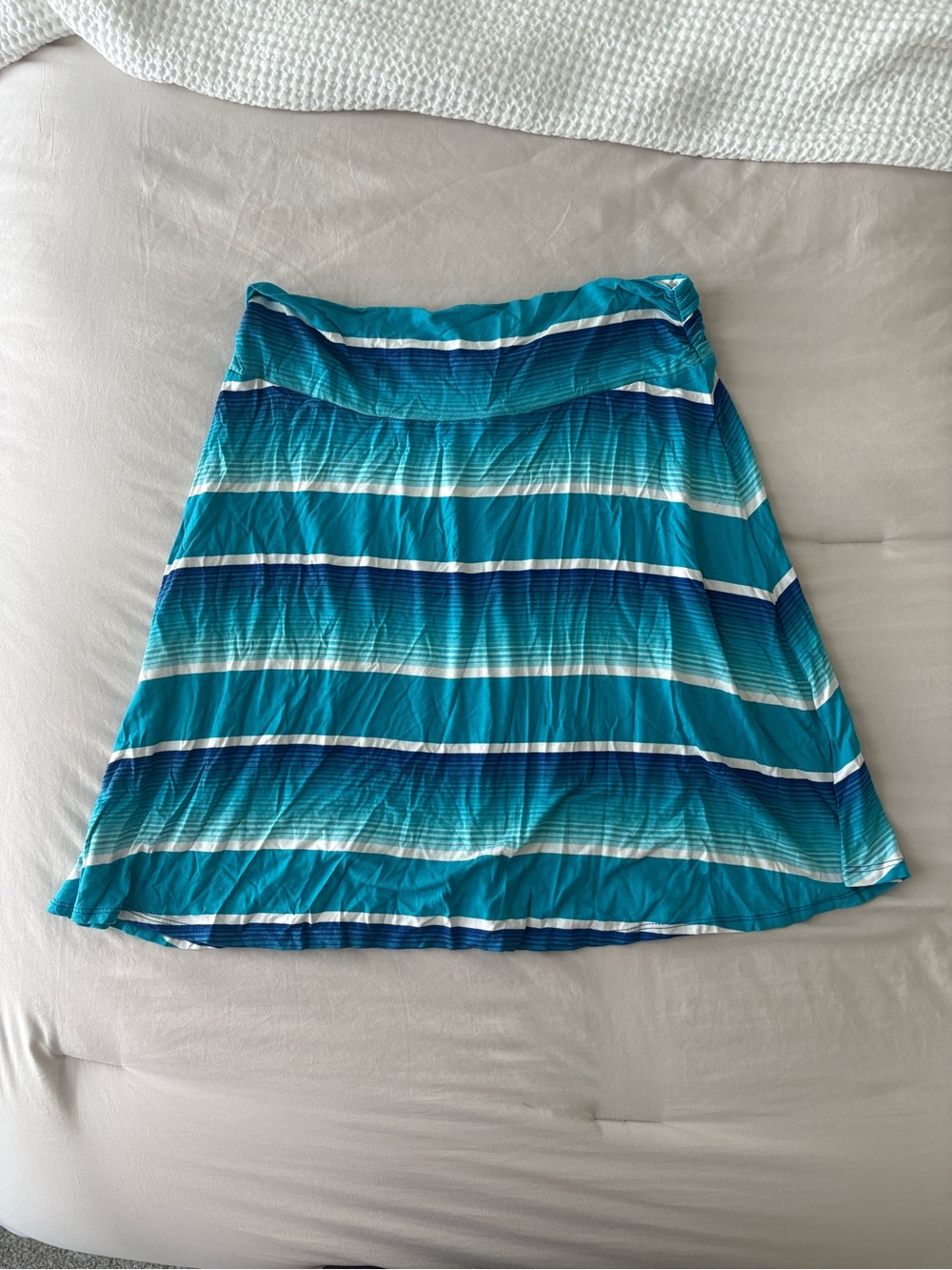 Merona Teal & Navy Striped A-Line Skirt